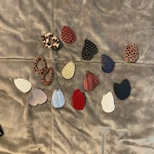 Assortment of faux leather earrings